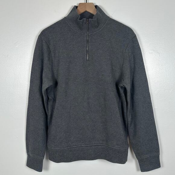 J.Crew Mens Quarter-Zip Vintage Fleece Ribbed Mock Neck Grey Sweatshirt Small - Picture 1 of 6